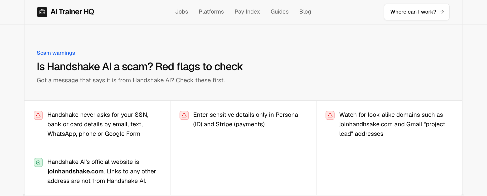 Handshake AI review: red flags block