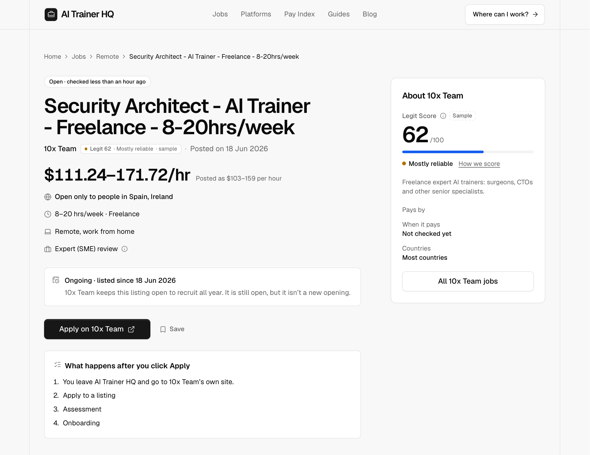 AI Trainer HQ job page header